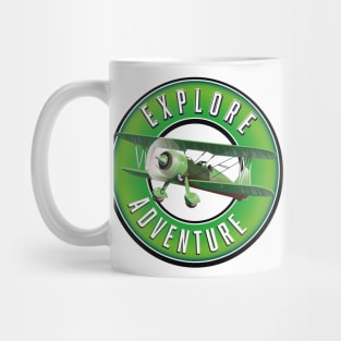 bi plane explore adventure logo Mug